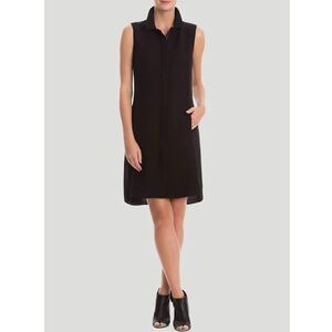 Nic+Zoe Black Textured Zip Front Sleeveless Harmony Vest Dress Collared XL